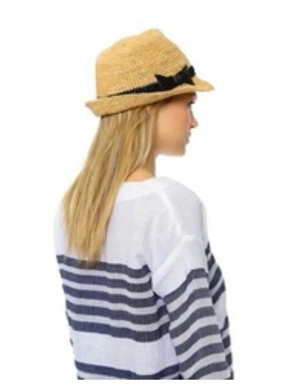 kate spade Packable Natural Straw Fedora with Black Band. OS